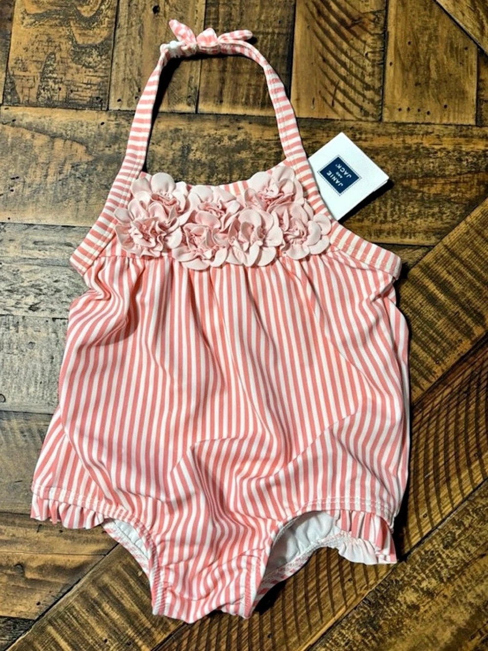 18-24 months Janie and Jack Recycled Rosette Swimsuit Pink & White